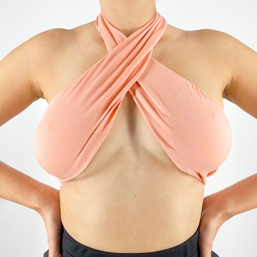 Twist Front Halter Top - PEACH